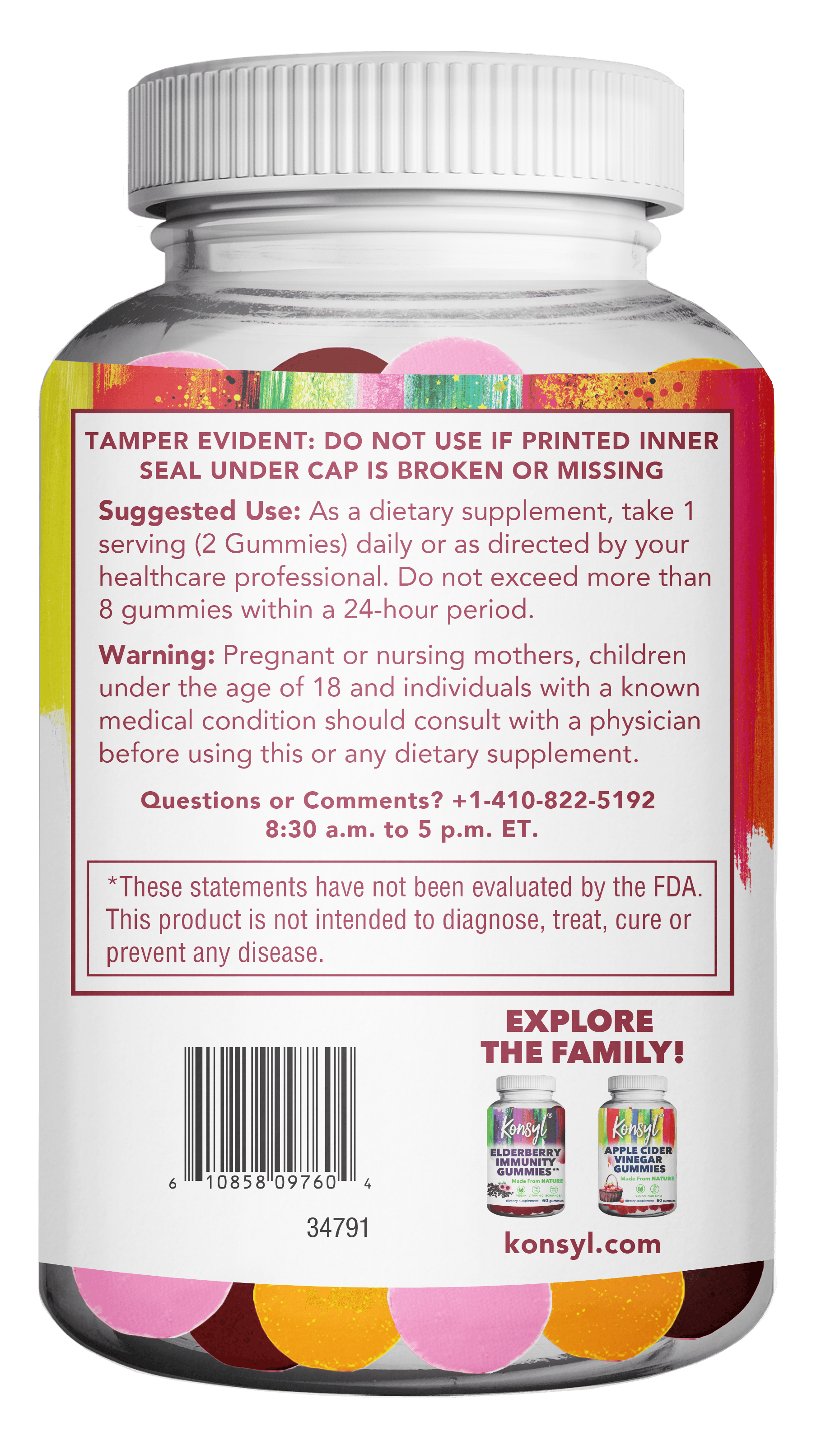 NEW 3 Pack Konsyl Daily Fiber Gummies